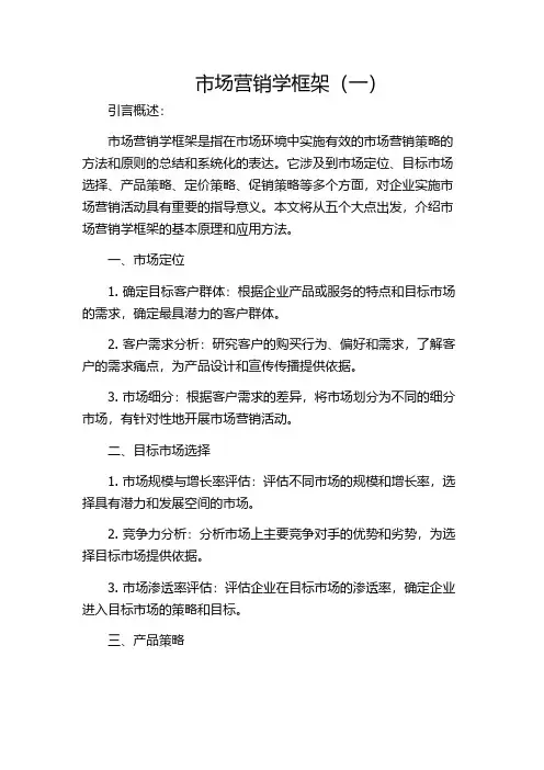 市场营销学框架(一)