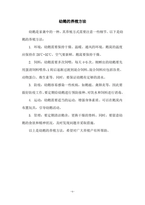 幼鹅的养殖方法