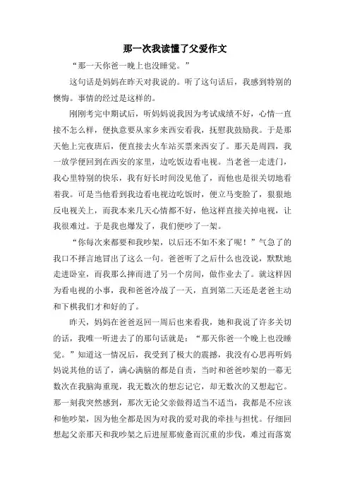 那一次我读懂了父爱作文