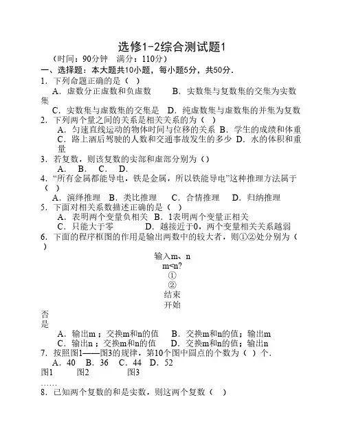 高中数学选修1-2综合测试题(人教A版)
