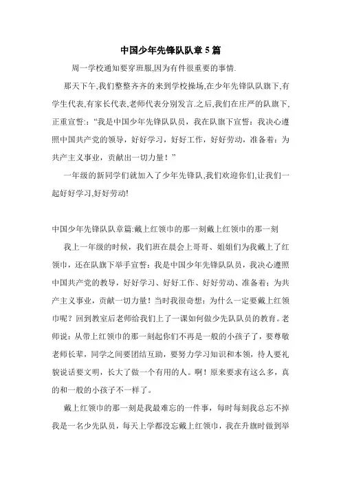 中国少年先锋队队章5篇 .doc