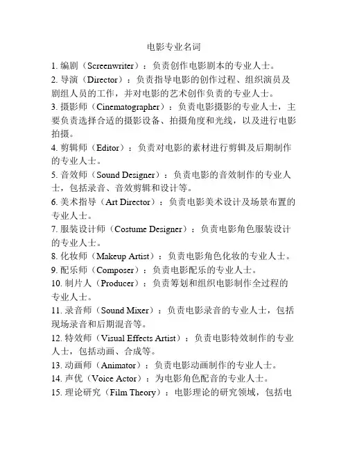 电影专业名词