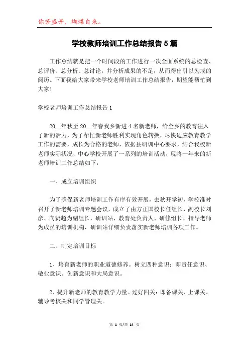 学校教师培训工作总结报告5篇
