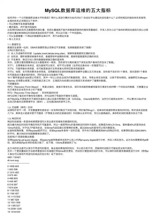 MySQL数据库运维的五大指标