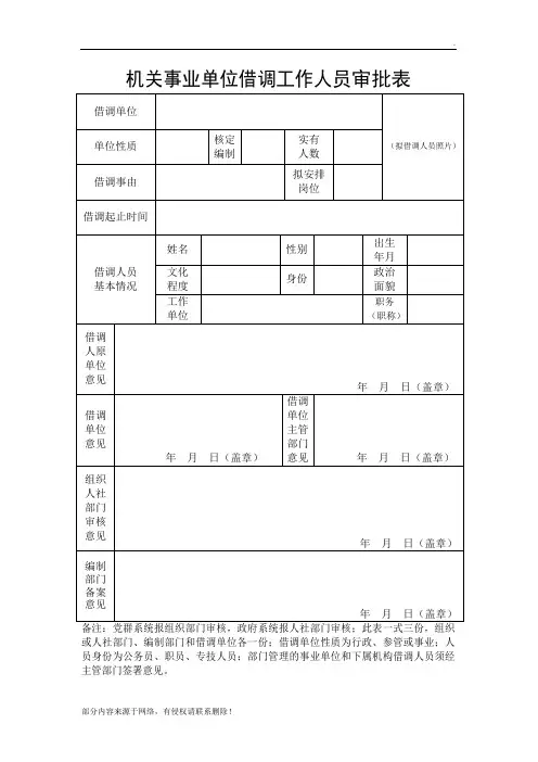 借调人员审批表