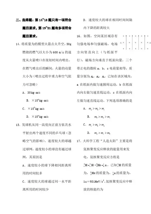 高考真题 理综 全国I卷 含解析 高考 