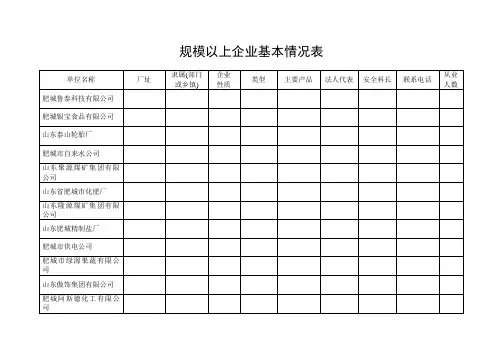 规模以上企业基本情况表