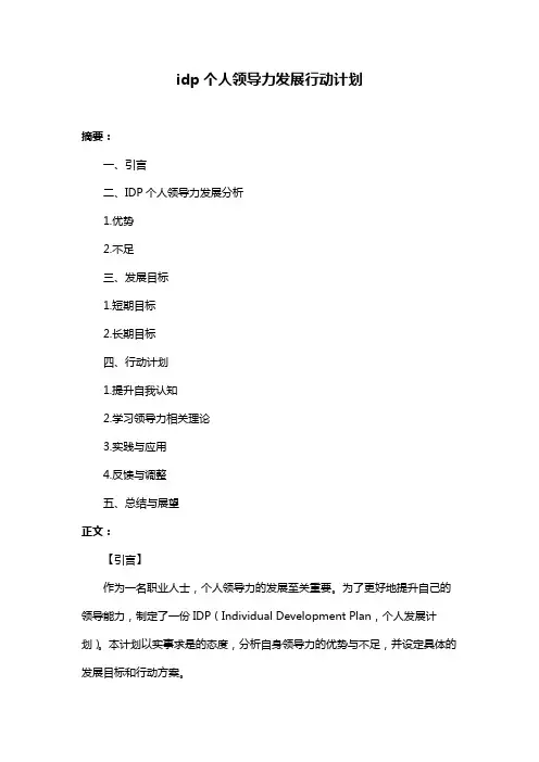 idp个人领导力发展行动计划