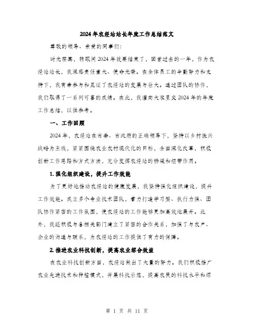 2024年农经站站长年度工作总结范文(3篇)