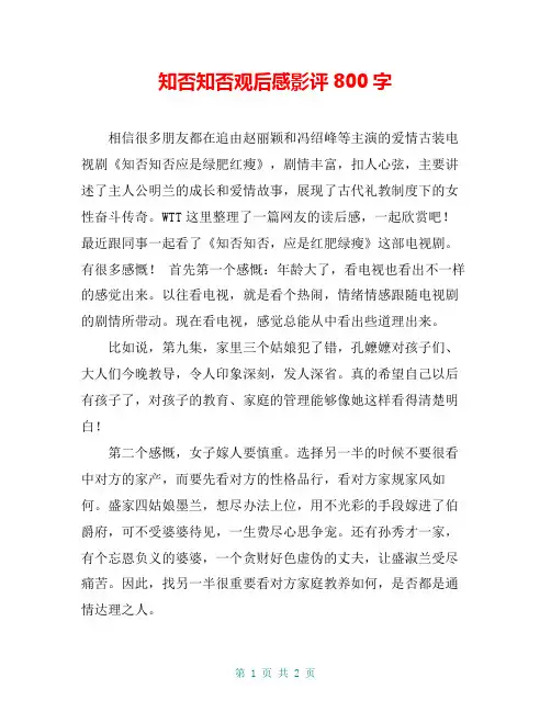 知否知否观后感影评800字