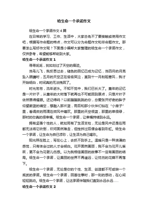 给生命一个承诺作文4篇