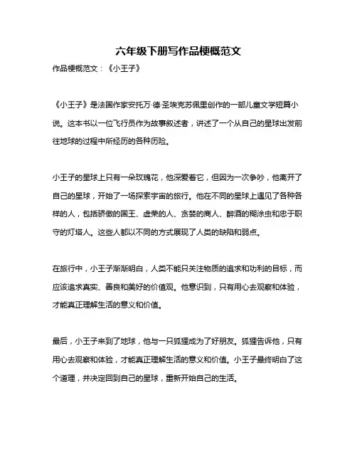 六年级下册写作品梗概范文