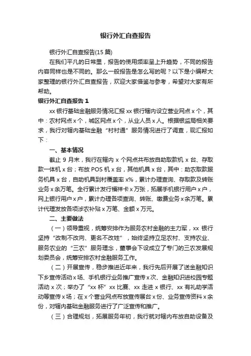 银行外汇自查报告