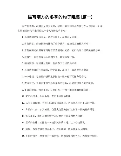 描写南方的冬季的句子唯美(精选2篇)