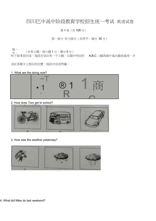 四川省巴中市中考英语试题解析