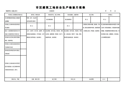 施工企业建筑工地安全生产检查月报表