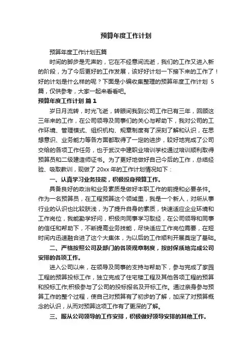 预算年度工作计划