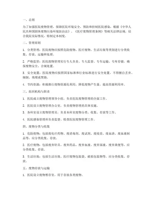 医院等级评审废物管理制度