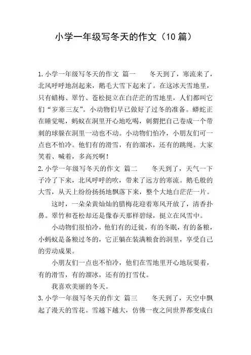 小学一年级写冬天的作文(10篇)
