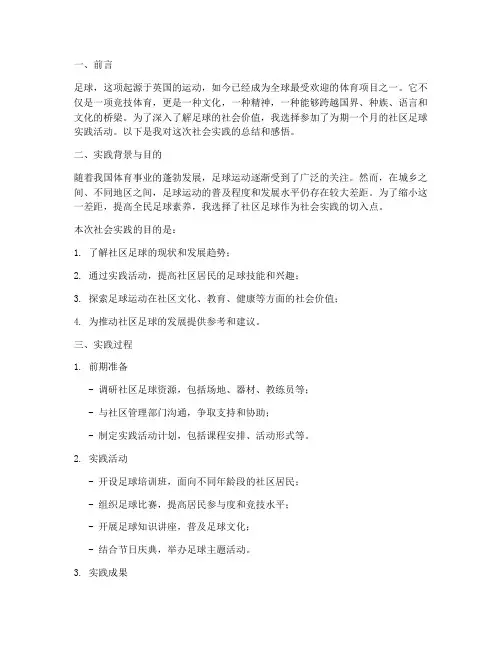 足球的社会实践报告
