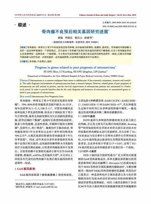 骨肉瘤不良预后相关基因研究进展