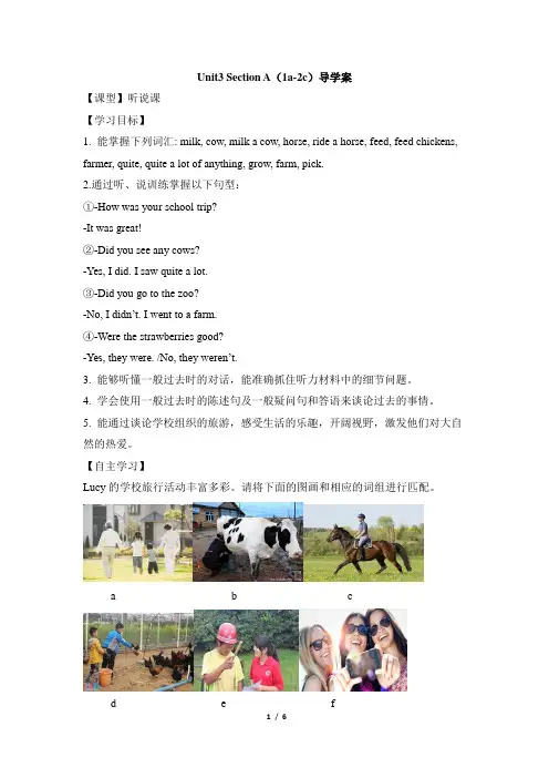 鲁教版英语(五四制)七年级上册_Unit3_Section_A(1a-2c)导学案