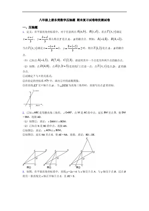 八年级上册东莞数学压轴题 期末复习试卷培优测试卷