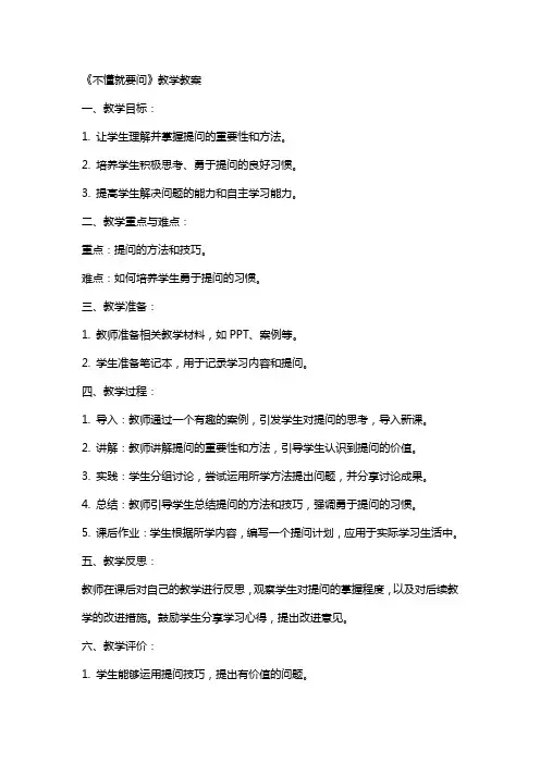 《不懂就要问》教学教案