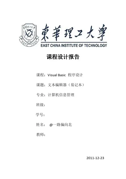 VB文本编辑器设计报告