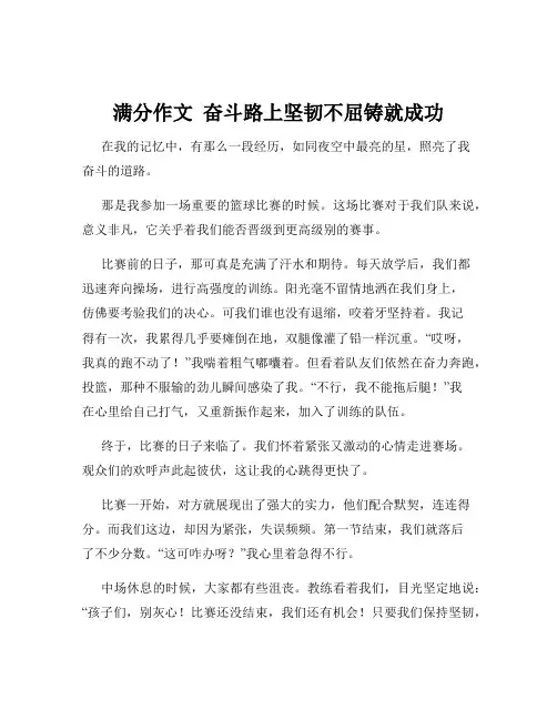 满分作文  奋斗路上坚韧不屈铸就成功