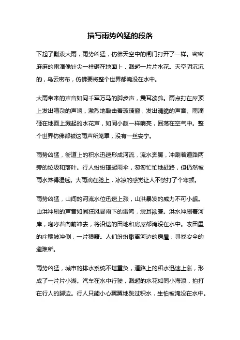 描写雨势凶猛的段落