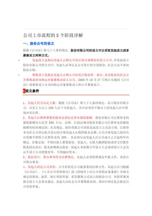 公司上市流程的5个阶段详解