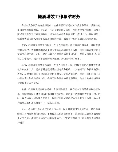 提质增效工作总结财务