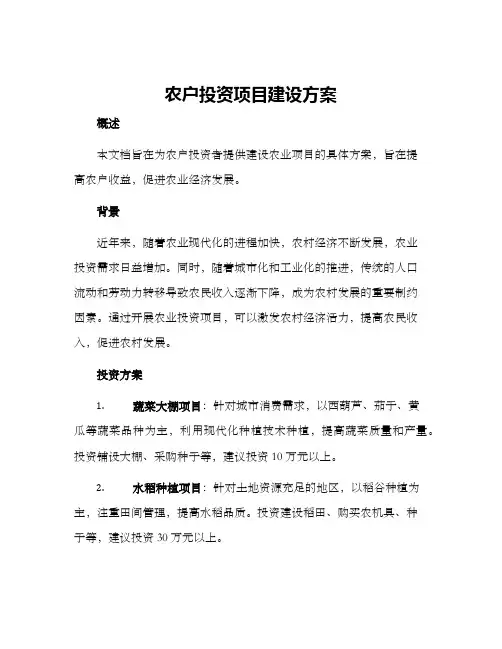 农户投资项目建设方案