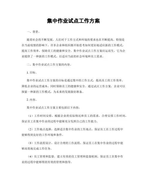 集中作业试点工作方案