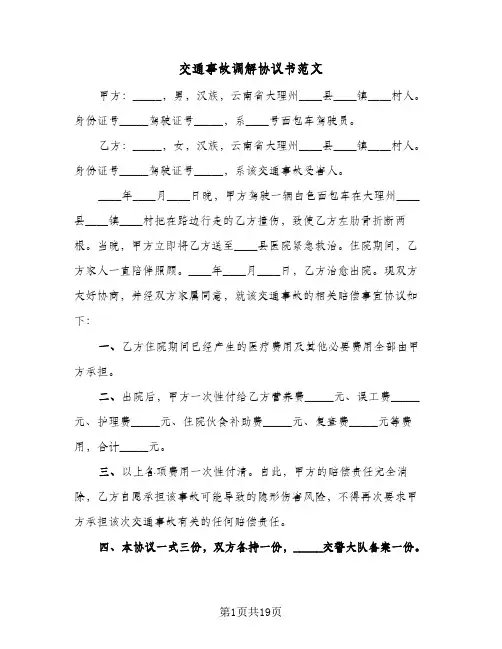 交通事故调解协议书范文(5篇)