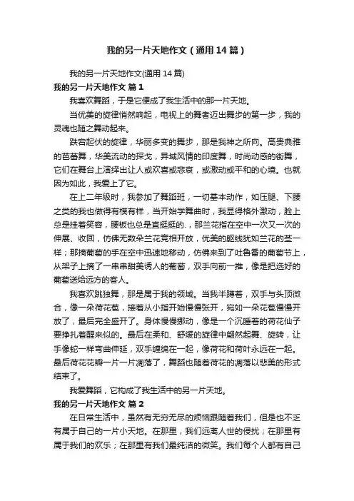 我的另一片天地作文（通用14篇）