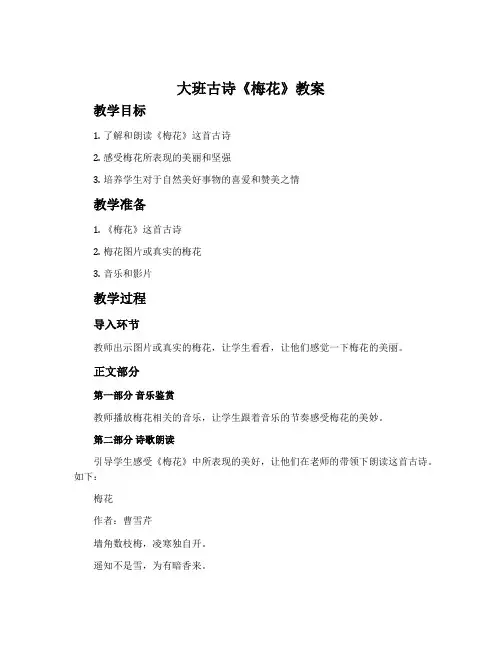 大班古诗《梅花》教案