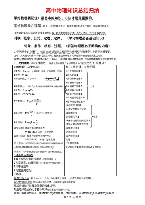 (超详)高中物理知识点归纳汇总