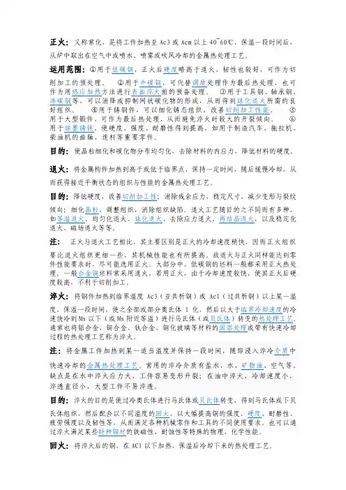 常用表面处理工艺及热处理工艺