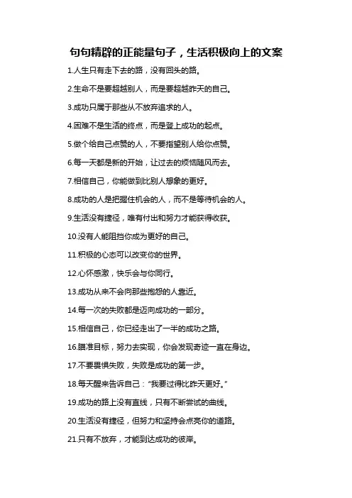 句句精辟的正能量句子,生活积极向上的文案-概述说明以及解释