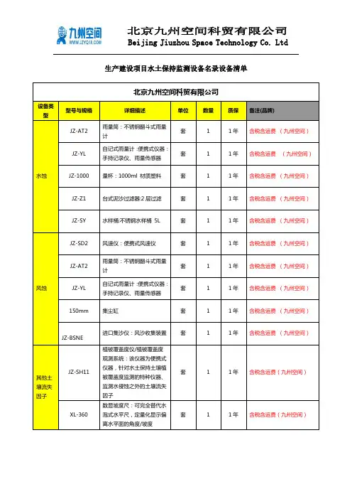 生产建设项目水土保持监测设备清单
