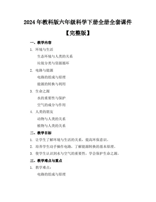 2024年教科版六年级科学下册全册全套课件【完整版】