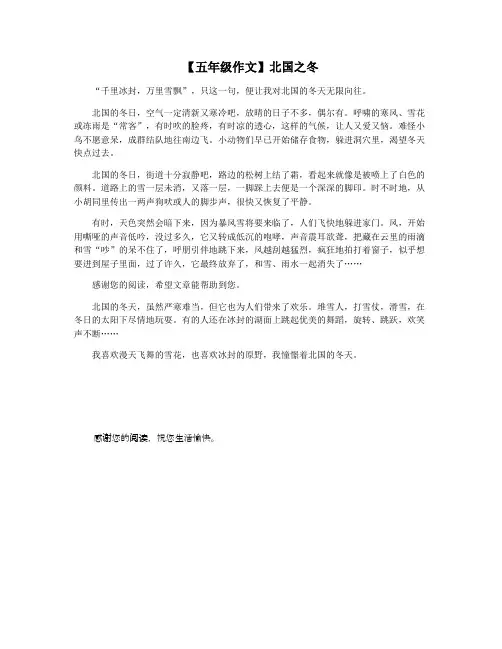 【五年级作文】北国之冬