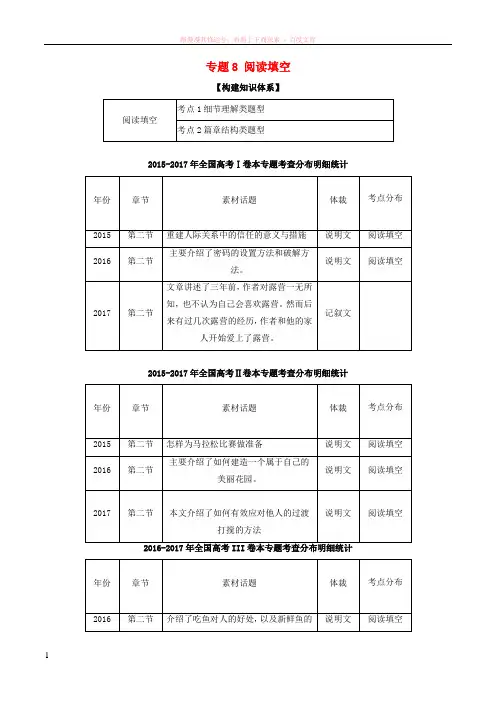 2018年高考英语二轮复习专题08阅读填空讲含解析201803071143
