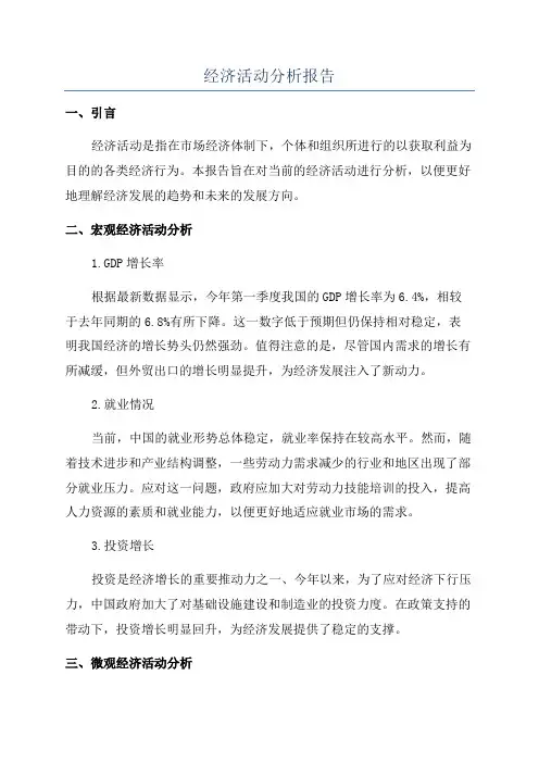 经济活动分析报告