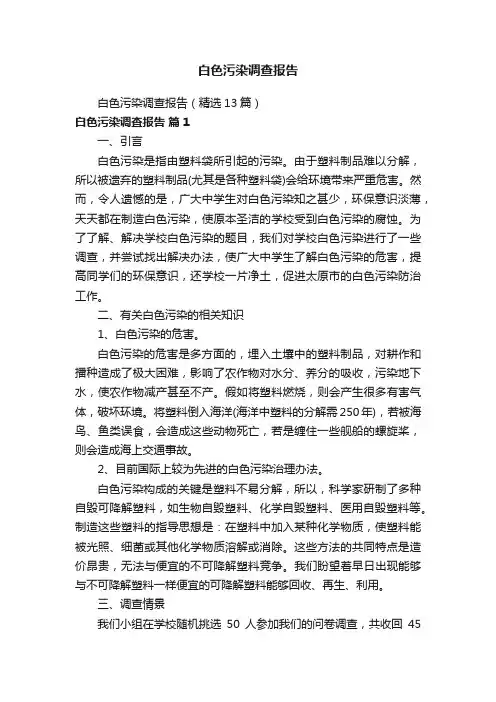 白色污染调查报告