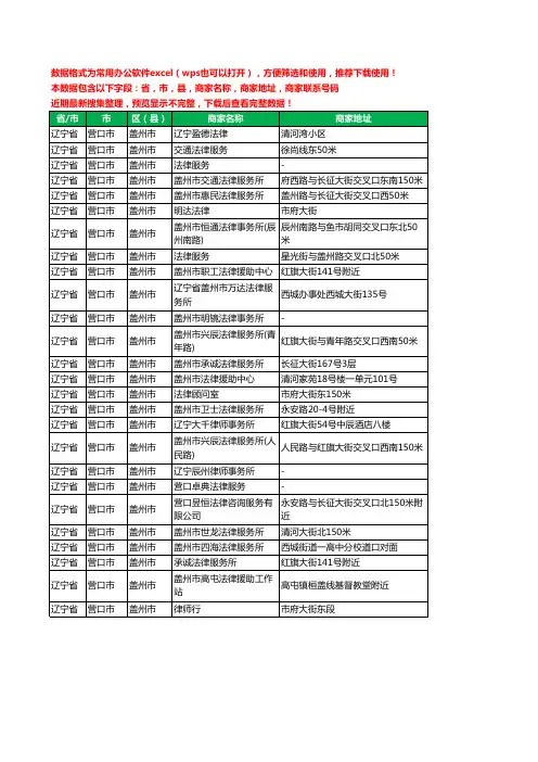 2020新版辽宁省营口市盖州市律师工商企业公司商家名录名单黄页联系电话号码地址大全26家