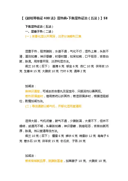 【《赵绍琴临证400法》湿热病·下焦湿热证治（五法）】58