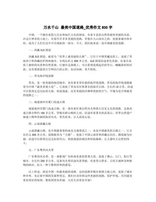 万水千山 最美中国道路_优秀作文800字